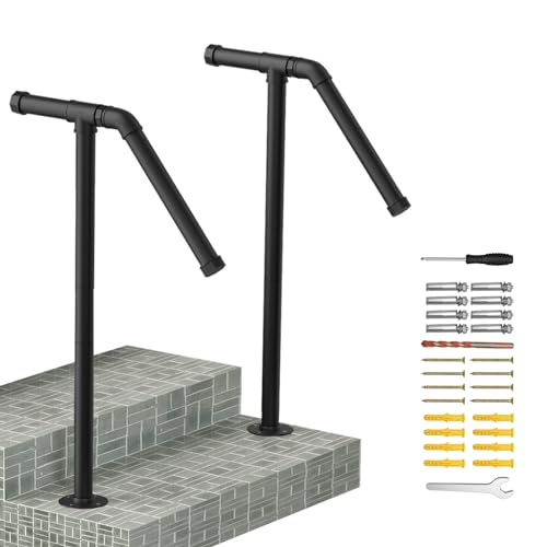 Treppengeländer Handläufe für Außentreppen Stabiler Einzelpfosten Schmiedeeisen Handlauf 2er Set, Schwarz Stilvolles Verandengeländer für Betonstufen oder Holztreppen, Fit 1 oder 2 Stufen Treppengeländer Handläufe für Außentreppen Stabiler Einzelpfosten Schmiedeeisen Handlauf 2er Set, Schwarz Stilvolles Verandengeländer für Betonstufen oder Holztreppen, Fit 1 oder 2 Stufen von smusei