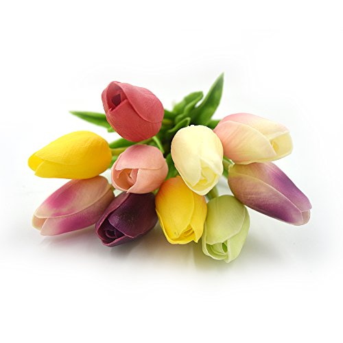 smylls 10 Stück Holland Tulpen Blumen mit Latex-Look wie echt, umweltfreundlich, geruchsneutral, künstliche Blumen von smylls