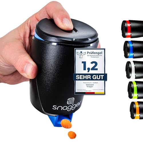 snagger - Der Snackspender // saubere Hände beim Snacken // geeignet für Erdnüsse, NicNacs, UVM // Männer Gamer Geschenk // Made in Germany (schwarz-blau) von snagger