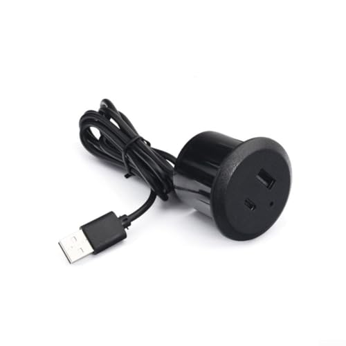 3-in-1 Desktop USB Hub Ladegerät Splitter C Power Socket Embedded Design ABS Material für Home Office Workspace Schwarz von snowchecking