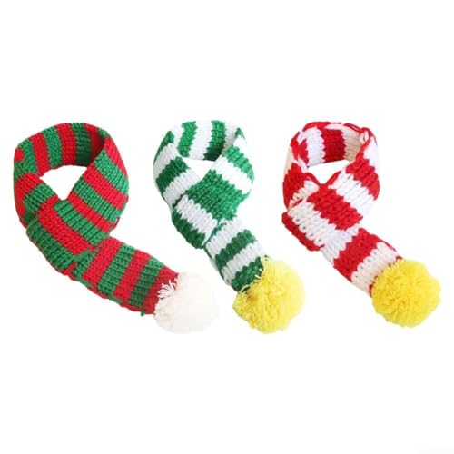 3pcs Set Urlaub Haustier Schals für Hunde und Katzen Baumwolle Wolle Mini Schals mit Verzierungen für Winter und Party Zubehör (2) von snowchecking