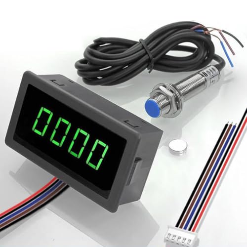 4Bit Digital LED Tachometer RPM Speed Meter with Hall Proximity Switch Sensor, Operating Voltage DC8 24V, Provides Precise Speed Measurement for Engines and Motors (Green) von snowchecking