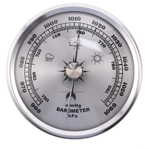 Barometer Outdoor Metall Home Barometer Uhr Manometer Wettervorhersage Instrument Dekorative Wandhalterung Kein Strom erforderlich 70 mm Durchmesser (Silber) von snowchecking