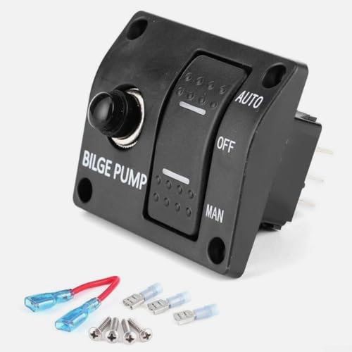 Bilgepumpen-Schalttafel mit 3-Wege-Manualsteuerung für Marine-Anwendungen, inklusive 15-A-Leistungsschalter und LED-Anzeigen für sicheren und klaren Betrieb Bilgepumpen-Schalttafel mit 3-Wege-Manualsteuerung für Marine-Anwendungen, inklusive 15-A-Leistungsschalter und LED-Anzeigen für sicheren und klaren Betrieb von snowchecking