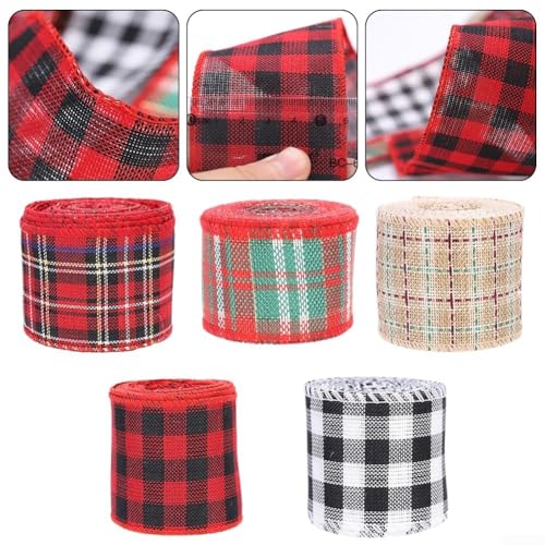Crafting with Buffalo Check Plaid Wired Ribbon 6cm Roll for Bowws, Weddings, and Seasonal Decor (E) von snowchecking