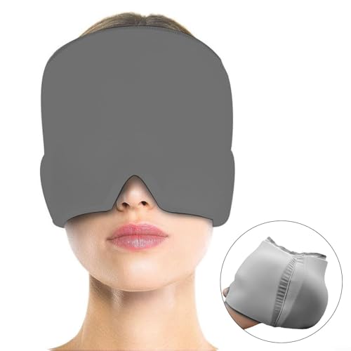 Dynamische Kältetherapie-Kappe mit ergonomischer Passform zur effektiven Entlastung des Kopfhautdrucks (doppellagig, grau) von snowchecking