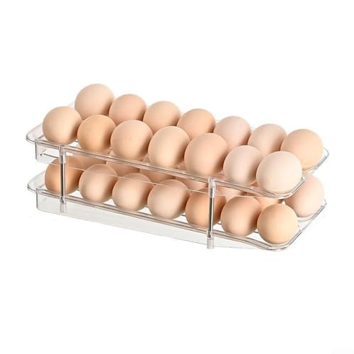 Eier-Organizer mit automatischem Rollmechanismus für einfachen Zugang und Frischekonservierung, kompakte Aufbewahrung für 12 14 Eier (2 Ebenen) von snowchecking
