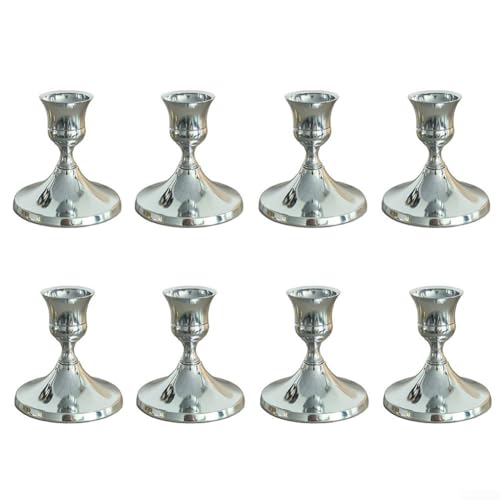 Elegantes Vintage-Kerzenhalter-Set verschönert Ihr Zuhause und Ihre Hochzeitsatmosphäre mit zeitlosem Design (8 Stück, Chrom) von snowchecking