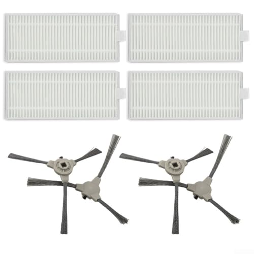 Ersatz-Seitenbürsten und 4 Filter für Ropvacnic S1, Tipdiy G90 und VIPSUN Z1 Roboter-Staubsauger zur Unterstützung einer optimalen Reinigungseffizienz von snowchecking