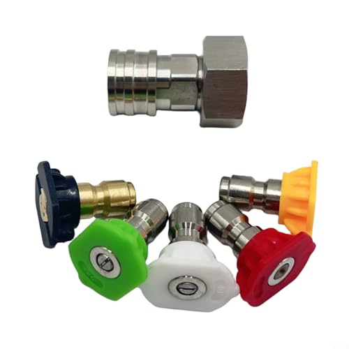 Hochdruckreiniger-Adapter, Metall-Hochdruckreiniger-Schnellanschluss-Adapter-Set, mit 7-farbigen Sprühdüsen für die Hochdruckreinigung im Innen- und Außenbereich (Set2) von snowchecking