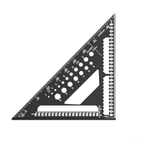 Holzbearbeitungswinkel zum Messen von 45 und 90 Grad, Design mit doppelseitiger Skala für einfaches Ablesen (schwarz) von snowchecking