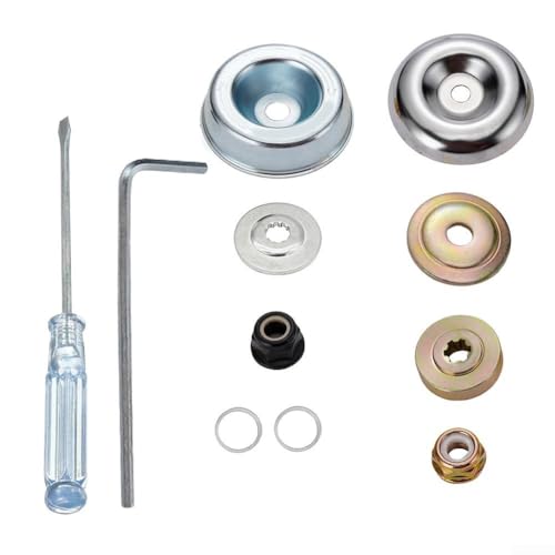 Komplett für Rasenmäher Metall-Trimmerkopf-Adapter-Set mit Schutzabdeckung, Druckplatten und mehrteiliges Set für Motorsensen-Kompatibilität und zuverlässigen Betrieb von snowchecking