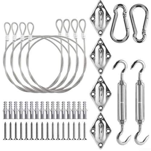 Komplettes 44-teiliges Sonnensegel-Hardware-Kit für dreieckige rechteckige Installation und Unterstützung Komplettes 44-teiliges Sonnensegel-Hardware-Kit für dreieckige rechteckige Installation und Unterstützung von snowchecking