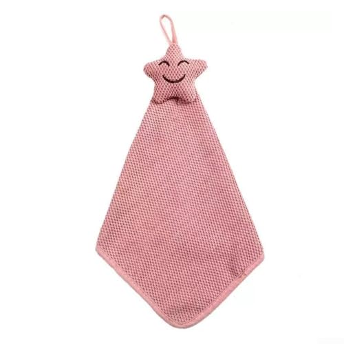 Kreatives Hänge-Handtuch mit Cartoon-Form, dickes Korallen-Fleece für verbesserte Saugfähigkeit (Rosa) von snowchecking