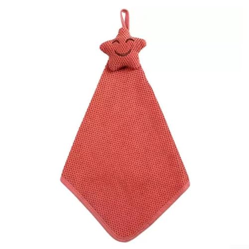 Kreatives Handtuch zum Aufhängen mit Cartoon-Form, dickes Korallen-Fleece für verbesserte Saugfähigkeit (rot) von snowchecking