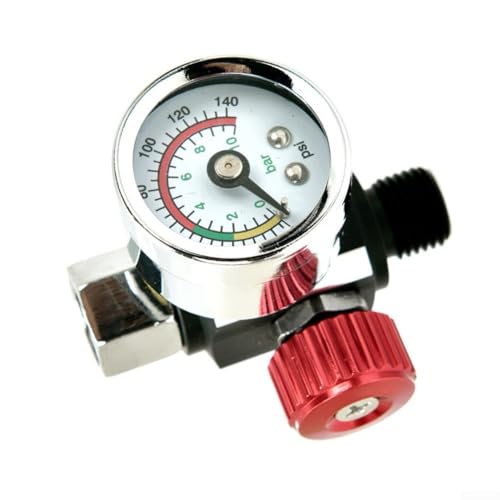 Luftdruck-Management-Regler, Metall-Lufteinstellventil mit integriertem Messgerät für verbesserte Sprühtechnik (rot) von snowchecking