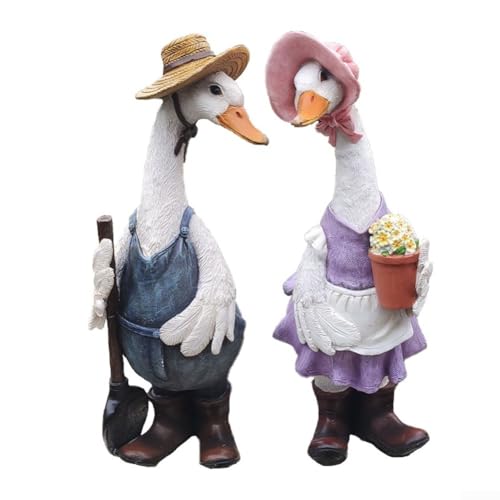 Markante Enten-Gartenstatuen, bezaubernde Rasenornamente, um Ihrem Zuhause Flair zu verleihen (Entenblumenkasten) von snowchecking