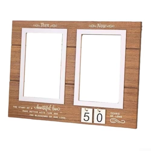 Personalisierbarer Holz-Bilderrahmen für zwei 10,2 x 15,2 cm große Fotos, Tisch- oder Wandhalterung, für Paare, Meilenstein-Feiergeschenke, 30 x 22 cm (gelb) von snowchecking
