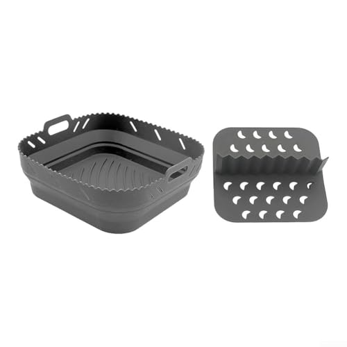 Quadratische Silikonmatte für Luftfritteusen zum Kochen von mehreren Lebensmitteln (grau) von snowchecking
