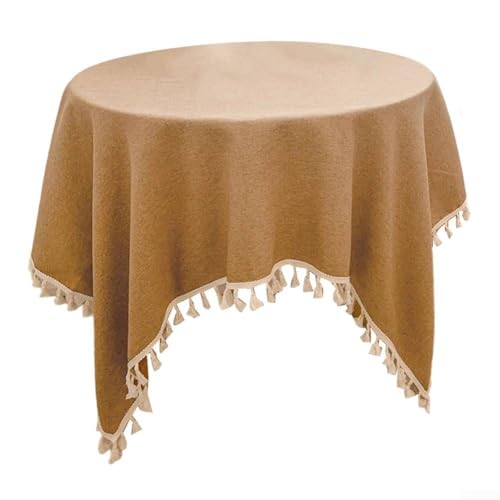 Quasten Tischdecke für Hochzeiten, Baumwoll-Leinen-Material für stilvolle Tischdekoration (E) von snowchecking