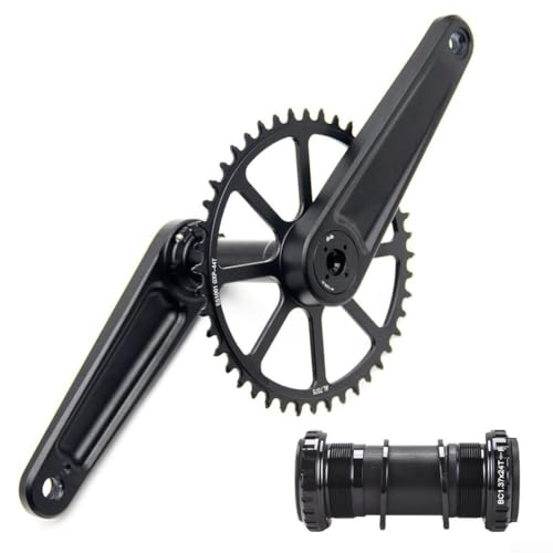 Rennrad-Kurbelgarnitur mit 3 Bolzen Design mit 4048T schmalem, breitem Kettenblatt und Tretlager für reibungsloses Treten und Reduzieren des Kettenabfalls (44T) von snowchecking