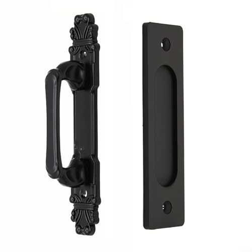 Schiebetürgriff Hardware Pull Flush Door Handle Carbon Steel Sliding Barn Door Pull Handle With Mounting Hardware Black von snowchecking