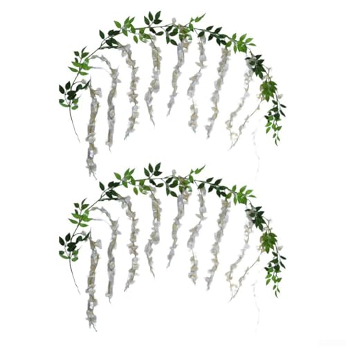 Set mit 2 künstlichen Glyzinien-Ranken, schöne Seidenblumen-Dekorationen für Hochzeiten, Partys und Inneneinrichtung (Champagner) von snowchecking