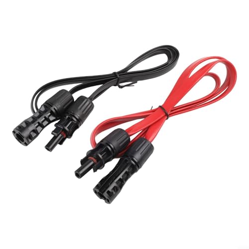 Snowchecking 1 Paar flexibles flaches Solar-Photovoltaik-Kabel, 100 cm, mit Stecker, 4 mm² Drahtkern für Tür-/Fensterinstallation von snowchecking