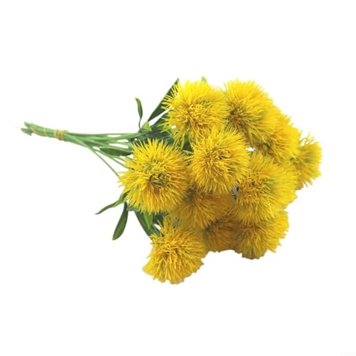 Snowchecking 12 Stück künstliche Blumen, künstliche Blumen, Kunststoff, Löwenzahn, verschönern das Ambiente jedes Raumes oder Heimdekors und Veranstaltungs-Stylings (gelb) von snowchecking