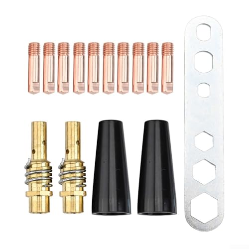 Snowchecking 15AK MIG Schweißkontaktspitzen-Set 0,6 mm Flussmittelkerndüsen Diffusor-Set mit Gasdüse für MB15 Taschenlampe von snowchecking