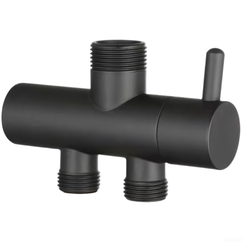 Snowchecking 3-Wege-Dusch-Umstellventil, Wandmontage, Duschventil, Umsteller, Duschkopf, Verteiler, Kupfer, verchromt, runder Körper für Badezimmersysteme (schwarz) von snowchecking