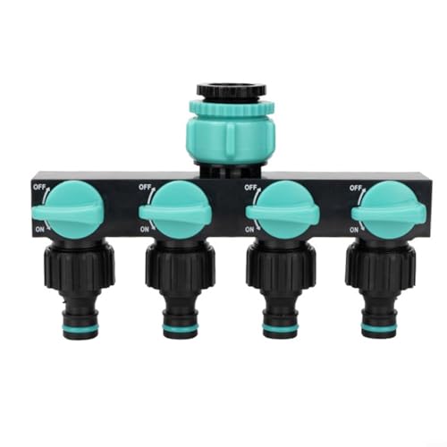 Snowchecking 4-Wege-Gartenschlauch-Verteiler, Wasserverteiler mit unabhängigen Durchflussregelventilen für Rasenbewässerung (blau) von snowchecking