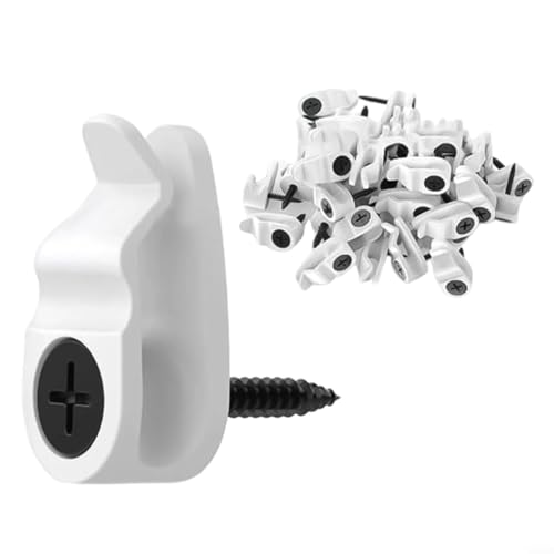 Snowchecking 50 Stück Outdoor String Light Clips Metall wetterbeständige Haken für Terrasse Garten Deck Zaun Einfache Installation Sichere Halterungen für Hinterhof Dekor Schwarz Weiß (Weiß) von snowchecking