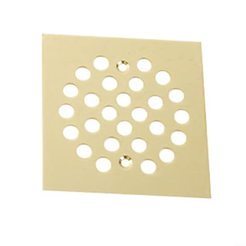 Snowchecking Duschablauf 10 x 10 cm, quadratisch/rund, Bodenablaufabdeckung, 304 Edelstahl, Badezimmer-Duschablauf-Abdeckung mit Schraubendesign (quadratisch – Gold) von snowchecking