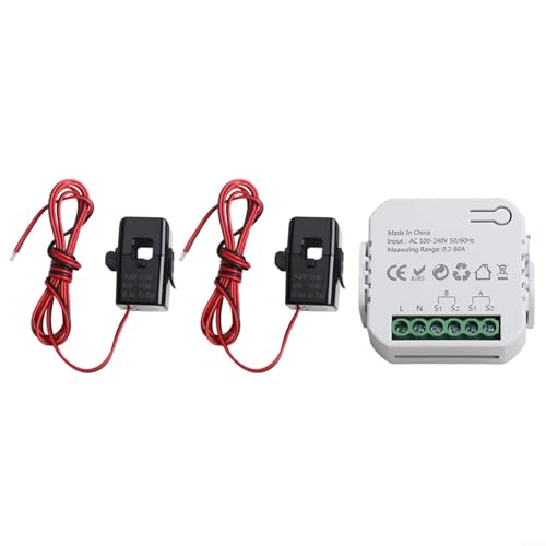 Snowchecking Energie-Monitor, WiFi-Energie-Leistungsmesser, Dual-K-Spannungsmonitor mit Überstromfunktion, 80 A Strombereich (weiß 2CT) von snowchecking