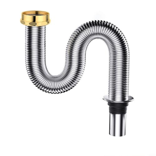 Snowchecking Flexibles Rohr, 80/100 cm, 304 Edelstahl, Küchenspüle, Abfluss, flexibles Rohr, Badezimmer, Waschbecken, Siphon, Abflussschlauch, Länge (100 cm) von snowchecking