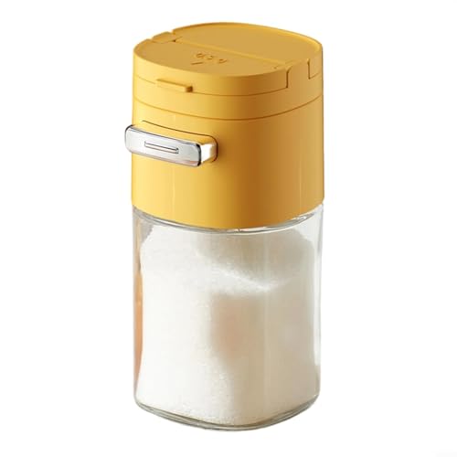Snowchecking Gewürzgläser, Glaszuckerspender, Behälter mit präziser 0,5 g Presskontrolle, Portionsmessung für Küche, Zuhause, Aufbewahrung, Gewürze (gelb) von snowchecking