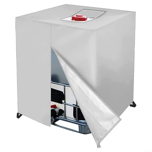 Snowchecking IBC Wassertank-Abdeckung, strapazierfähig, 210D, für den Außenbereich, mit Reißverschluss, für 1000-Liter-Fässer (Silber) von snowchecking
