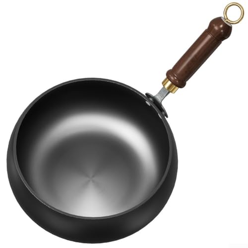 Snowchecking Iron Pan Big Belly Pot Pure Hand Forged Small Frying Pan Uncoated Iron Pot Cookware For Kitchen Home Cooking Heat Retention(28cm pot) von snowchecking