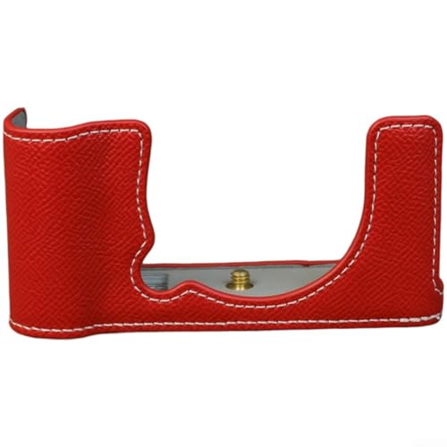 Snowchecking Kameratasche aus PU-Leder für Fuji X-E5, kompaktes Design, 10 x 10 x 5 cm, leicht zugängliche Bedienelemente (rot) von snowchecking