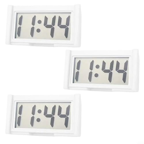 Snowchecking Kleine Digitaluhr fürs Armaturenbrett, Mini-Uhr, blau, weiß, schwarz, LCD-Display, selbstklebend, wasserdicht, 3 Stück von snowchecking