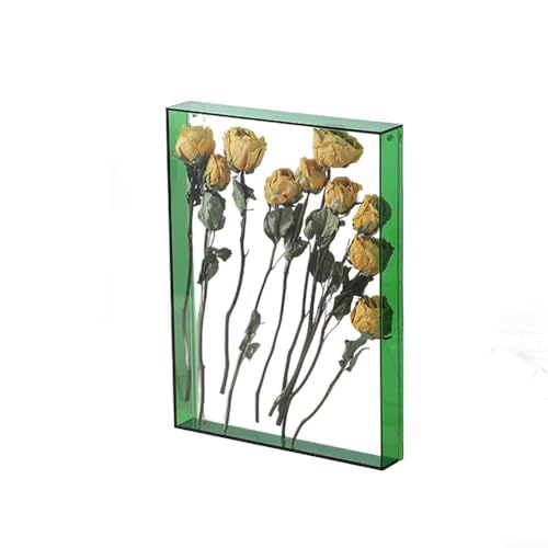 Snowchecking Kreativer Acryl-Bilderrahmen, DIY-Displaybox, hohles Design, Vitrine, getrocknete Blumen, Muscheln, Heimdekoration, 26 x 31 cm (grün) von snowchecking