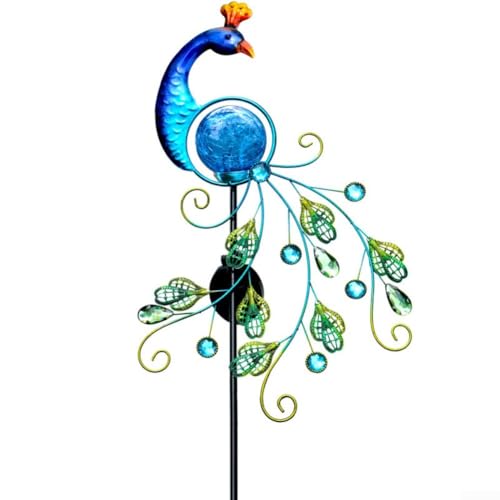 Snowchecking Metall Pfau Solar Gartenleuchte Pfau mit blau leuchtender Kugel wetterbeständig IP65 wasserdicht Outdoor dekorative Beleuchtung für Weg Blumenbeet Terrasse Ornament Snowchecking Metall Pfau Solar Gartenleuchte Pfau mit blau leuchtender Kugel wetterbeständig IP65 wasserdicht Outdoor dekorative Beleuchtung für Weg Blumenbeet Terrasse Ornament von snowchecking
