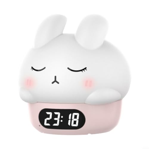 Snowchecking Nachttischuhr mit Licht, Soft-Touch, Nachtlicht, Wecker mit Temperaturanzeige, Dual-Alarm-Funktion, wiederaufladbar, Digitaluhr (pink) von snowchecking
