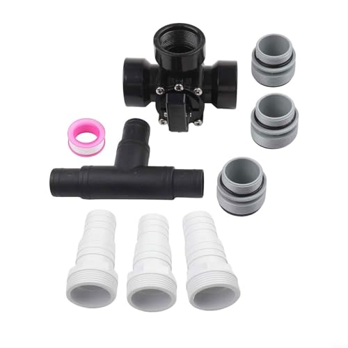 Snowchecking Schwimmbad-Umstellventil-Set, 3,8 cm, 3-Wege-Umsteller mit Filter-Konvertern für oberirdische Pools (schwarz) von snowchecking