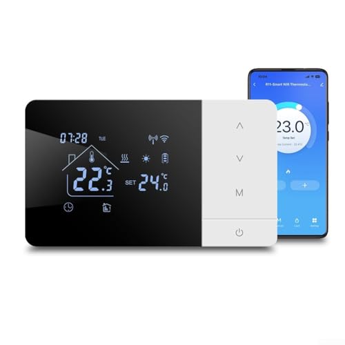 Snowchecking Smart WiFi Heizung Kühlthermostat für Tuya Smart App und für Alexa, programmierbar für Gaskessel, Dual Stromversorgung über Akku oder USB von snowchecking