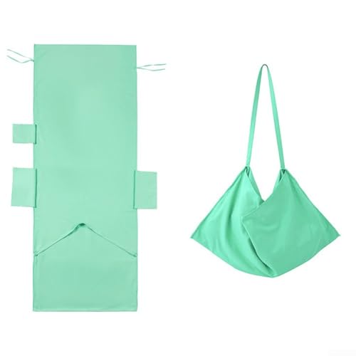 Snowchecking Strandkorb-Abdeckung, Handtuch, Mikrofaser-Strandtuch, Liegestaschen mit Taschen, 214 x 76 cm, einfarbig, Grün von snowchecking