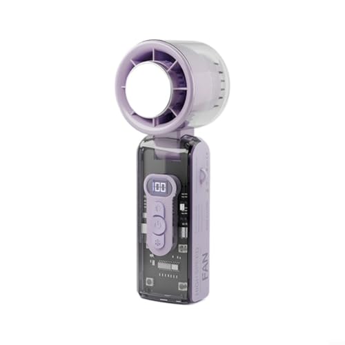Snowchecking Tragbarer 3-in-1-Turbo-Lüfter, mit LED-Display, 100 Geschwindigkeitsstufen, wiederaufladbar, persönlicher Ventilator für Heimbüro (lila) von snowchecking