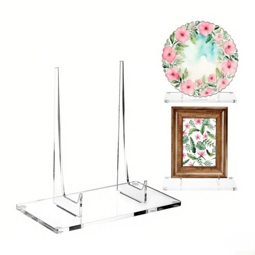 Snowchecking Vielseitiger Buchständer aus Acryl, 25,4 x 12,7 x 22,9 cm, transparenter Halter mit rutschfesten Pads für Fotos, Kunstbücher, Teller, Schreibtisch oder Tischplatte (1) von snowchecking