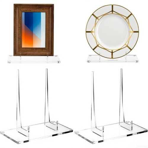 Snowchecking Vielseitiger Buchständer aus Acryl, 25,4 x 12,7 x 22,9 cm, transparenter Halter mit rutschfesten Pads für Fotos, Kunstbücher, Teller, Schreibtisch oder Tischplatte (2) von snowchecking